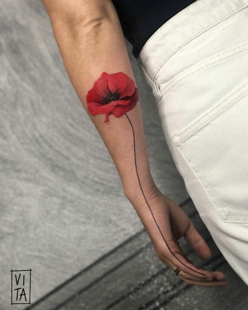 Blood Red Poppy Flower Tattoo Art