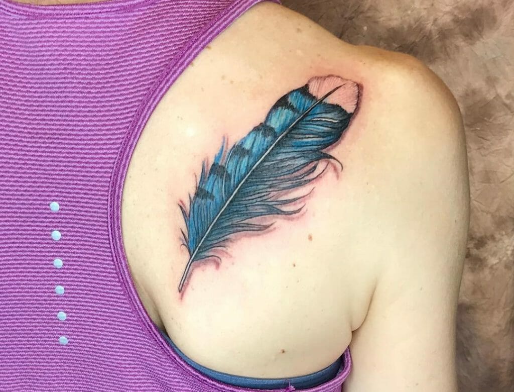 Blue Jay Feather Tattoos