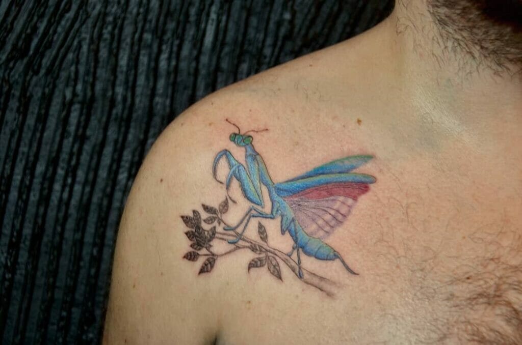 Blue Praying Mantis Tattoos