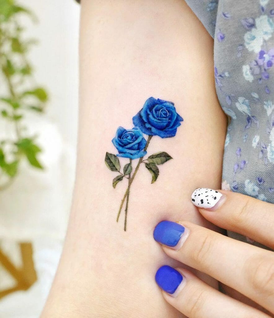 Blue Rose Hand Tattoos 