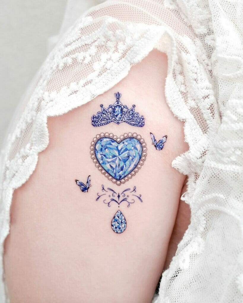 Blue Sapphire Crown Tattoo