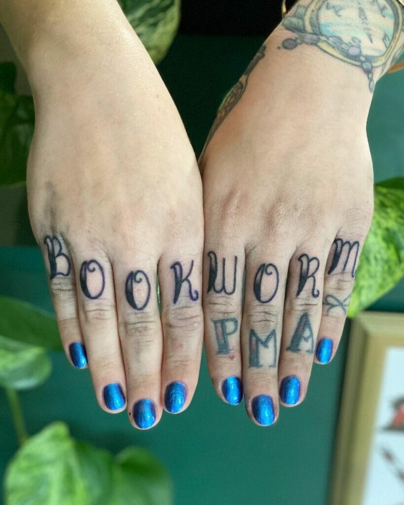 Bookworm Knuckle Tattoo