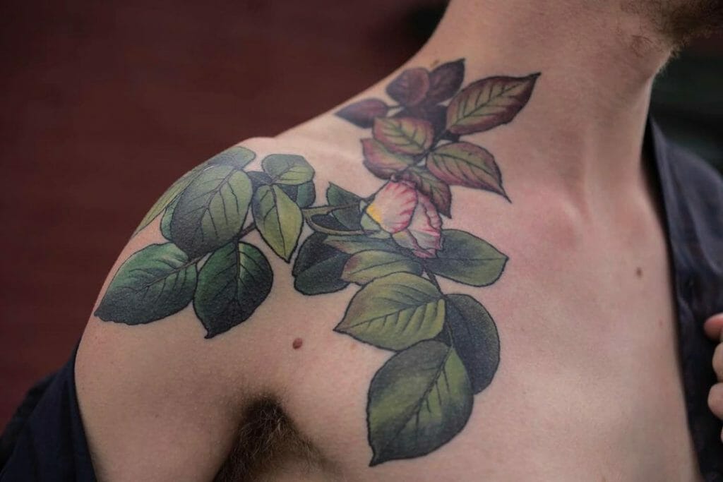 Botanical Shoulder Cap Tattoo