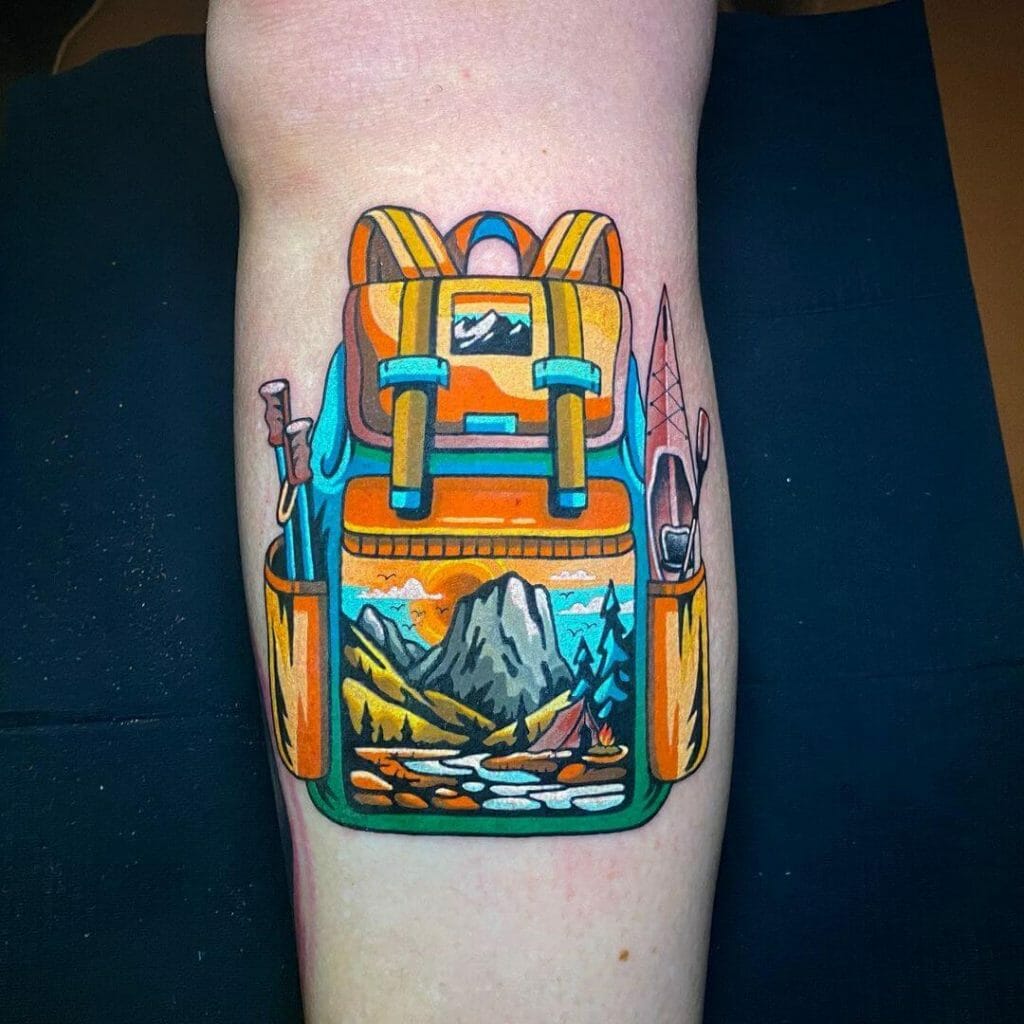 Bright And Colourful Backpack Tattoo
