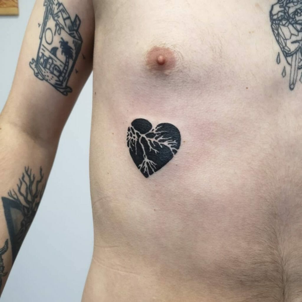 Broken Into Pieces Heart Tattoo