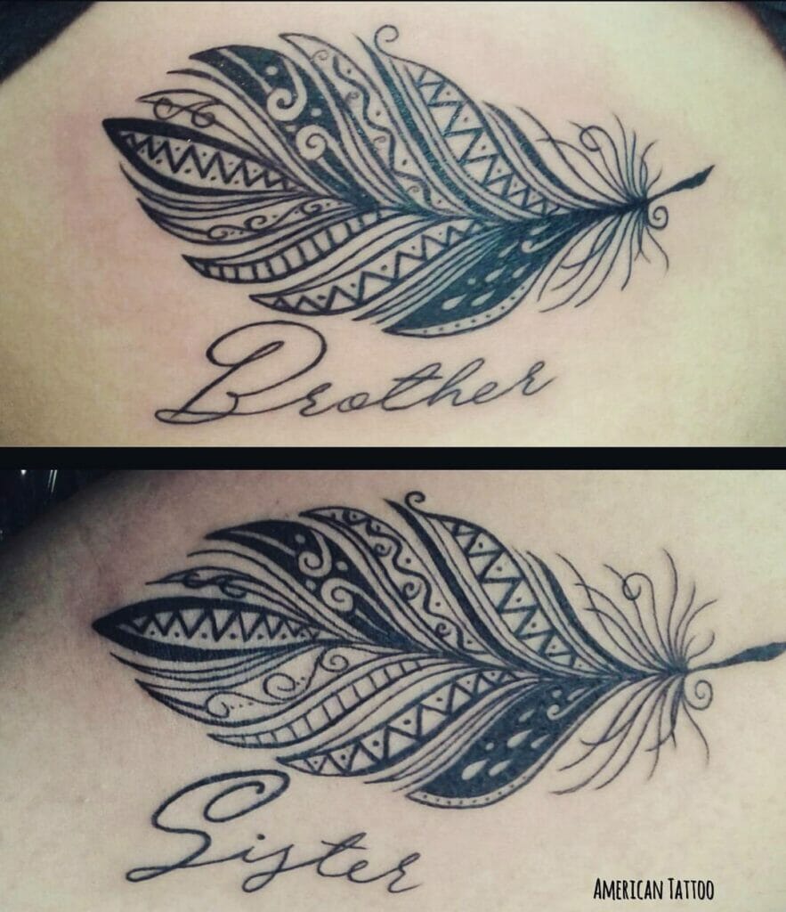Brother Sister Feather Tattoo