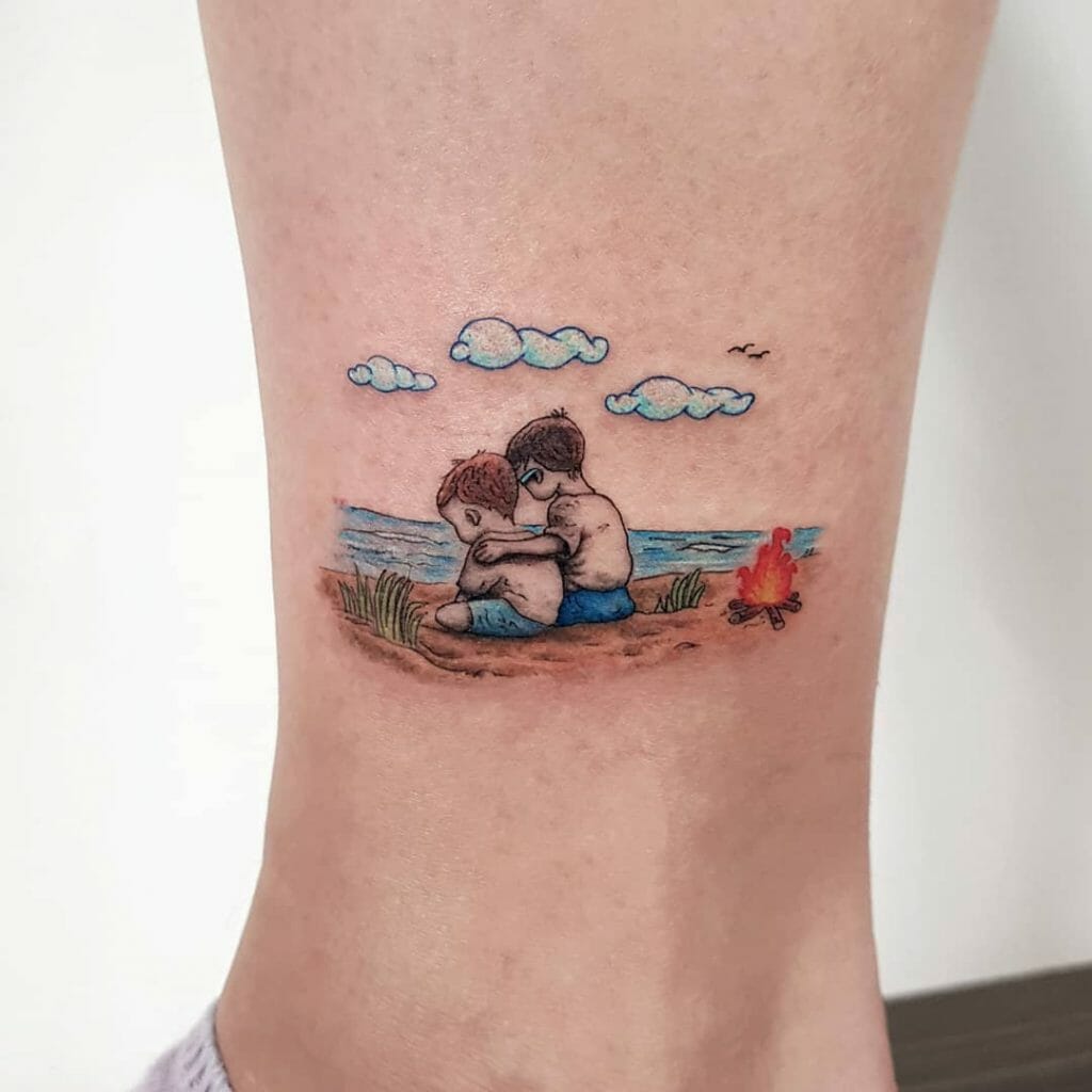 Brothers Sitting At The Beach Tattoo