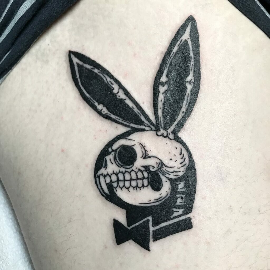 Bunny Skull Playboy Tattoo. @roach_tattoo via Instagram. 