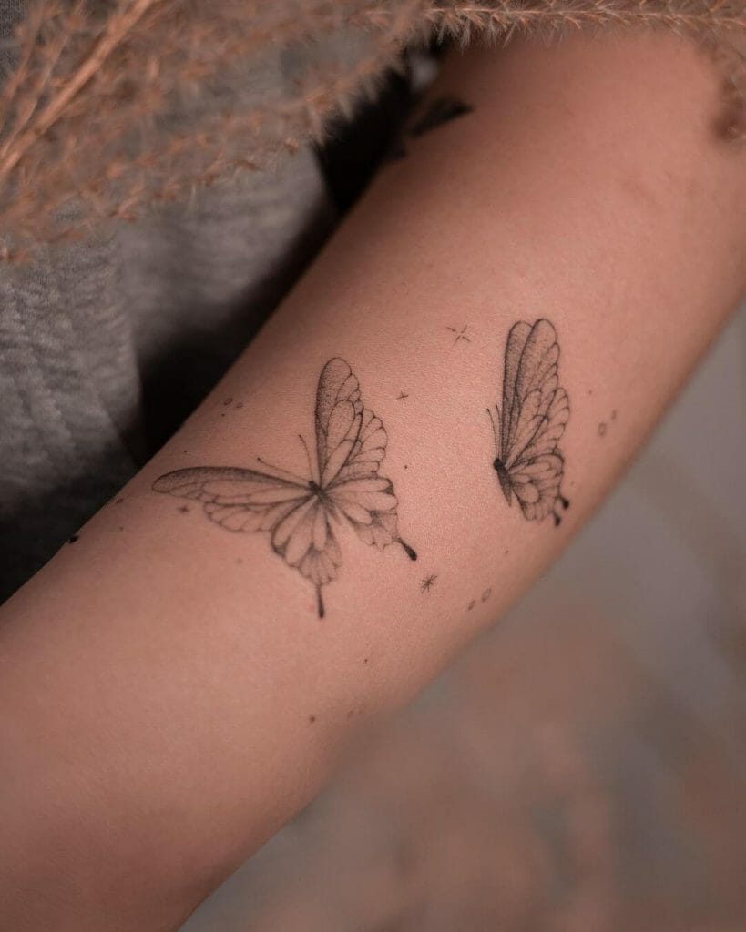 Butterfly And Stars Tattoo