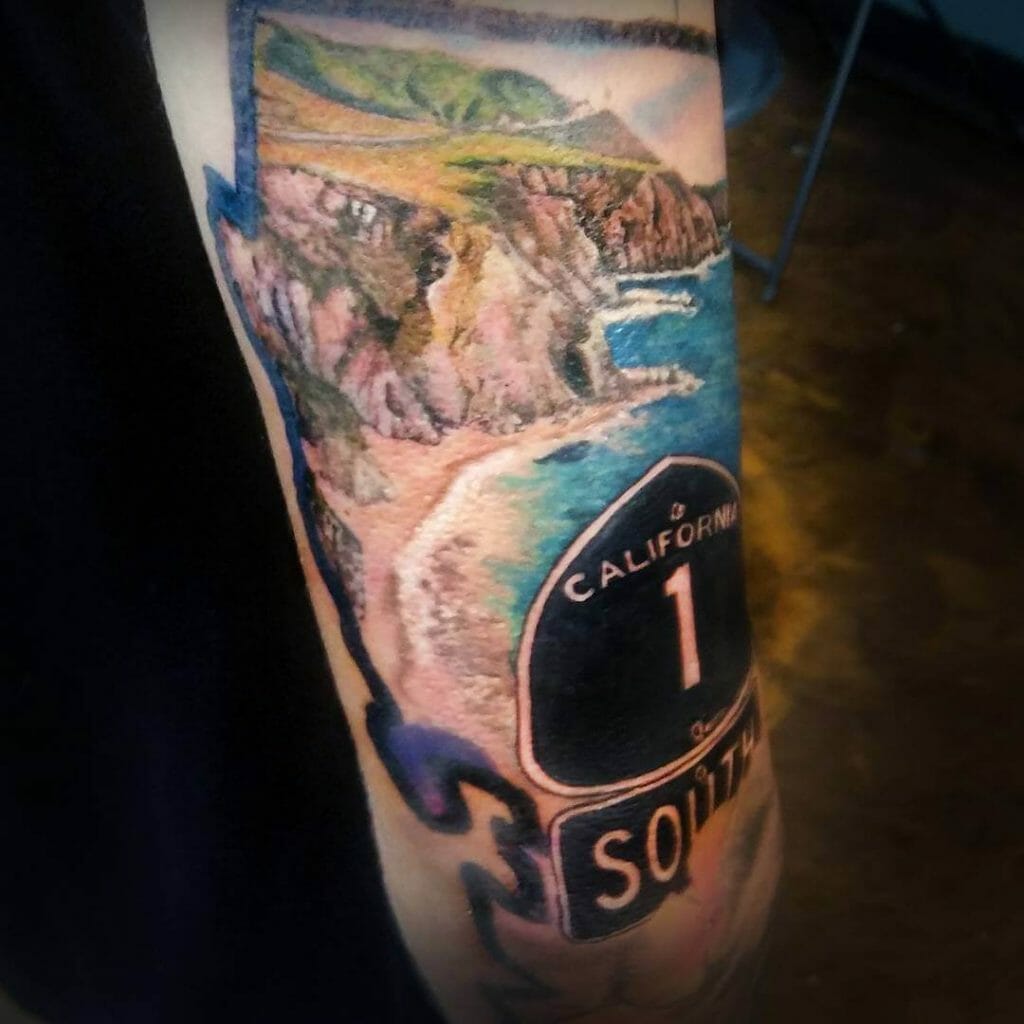 California Coastline Beach Tattoo
