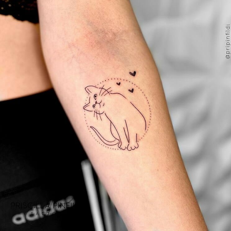 Cat Tattoo In Black Outline