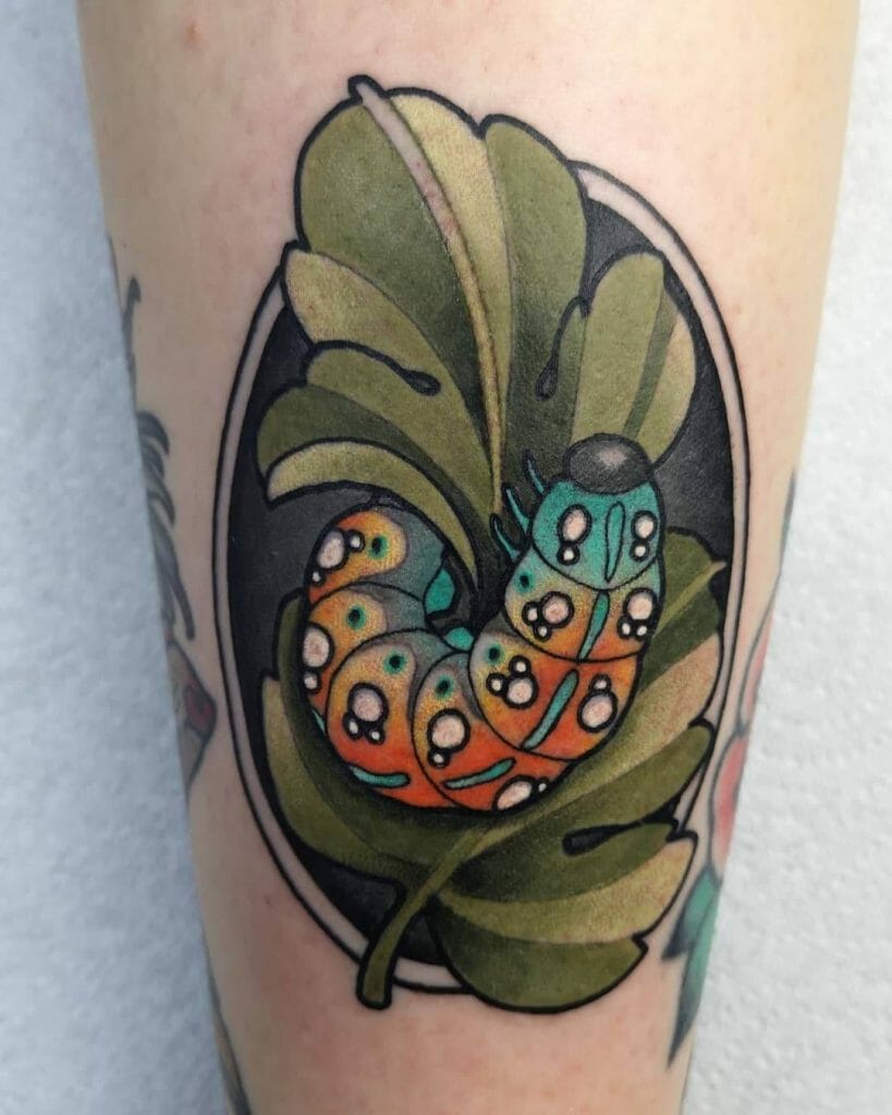 Caterpillar on the Leaf Tattoo