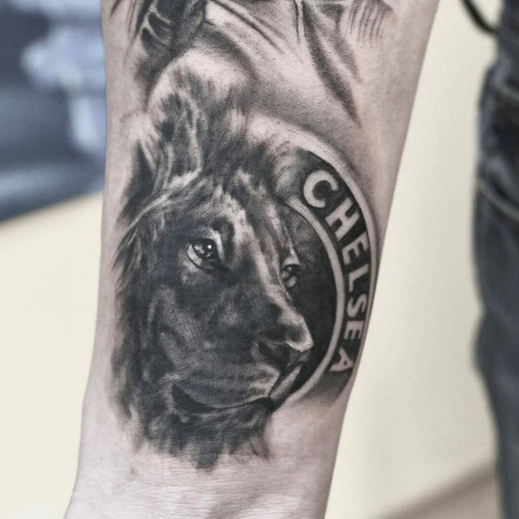 Chelsea Lion Tattoo In Black And Grey
