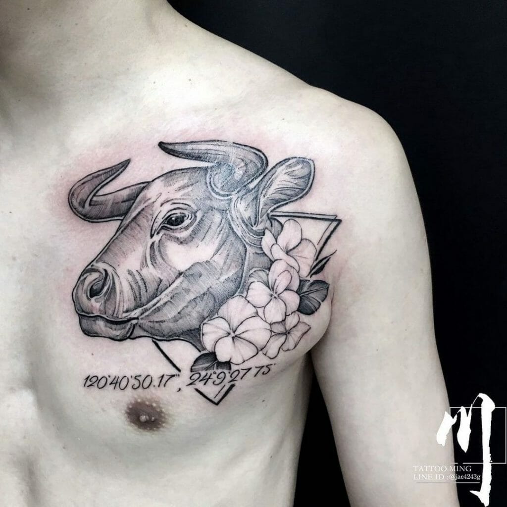 Chest Cow Tattoo