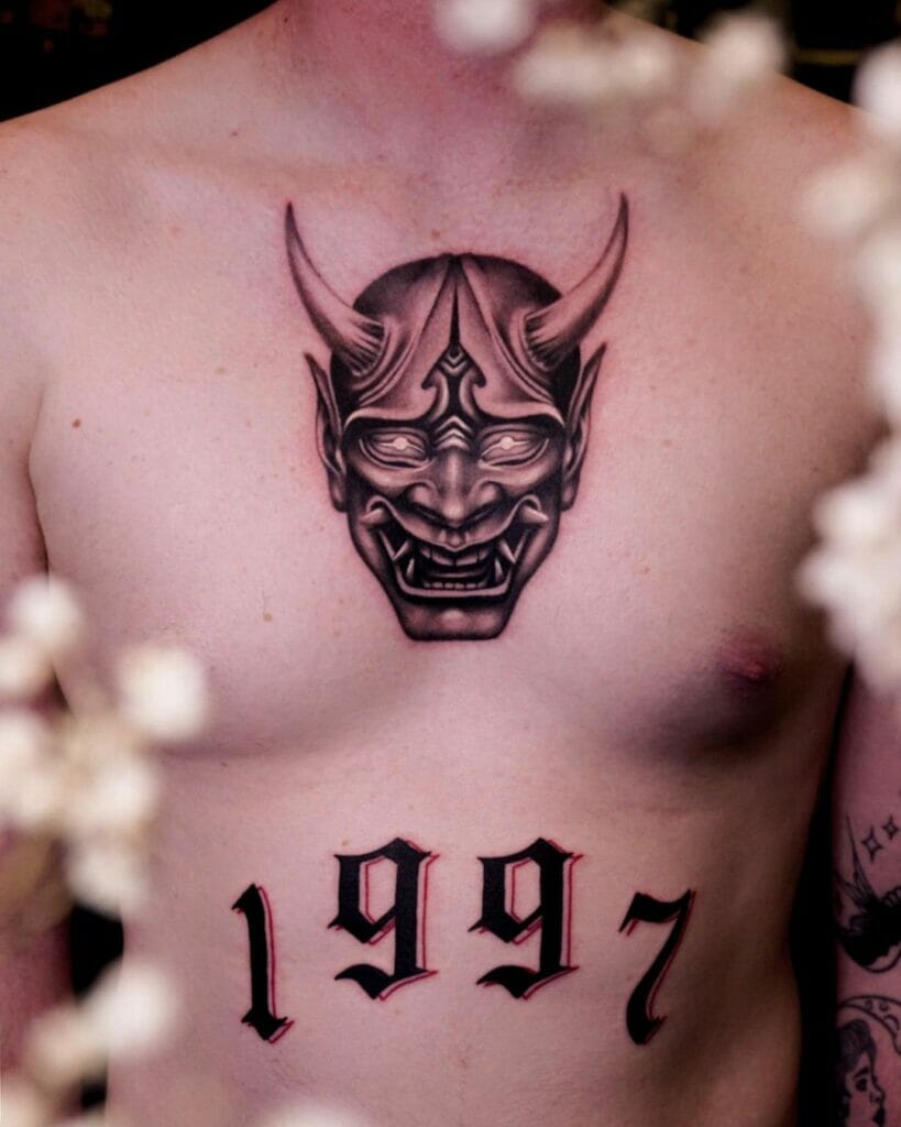 Chest Oni Mask Tattoo