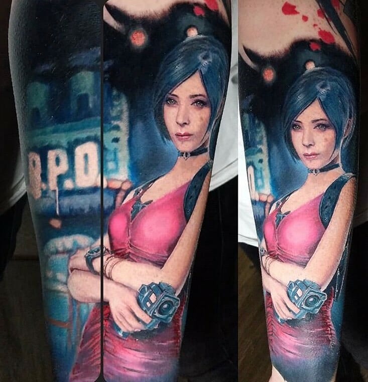 Classic Ada Wong Colored Tattoo