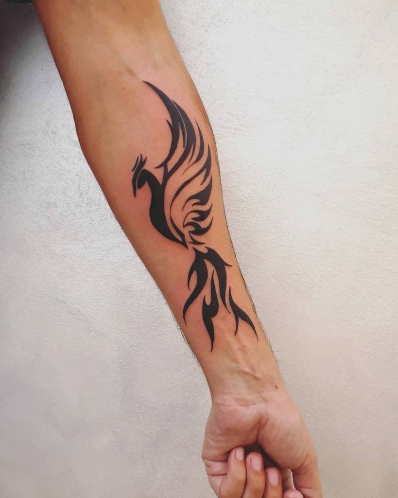 Classic Black Ink Phoenix Tattoos