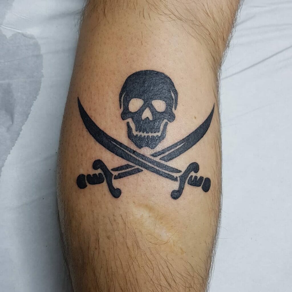 Classic Pirate Skull And Knives Tattoo