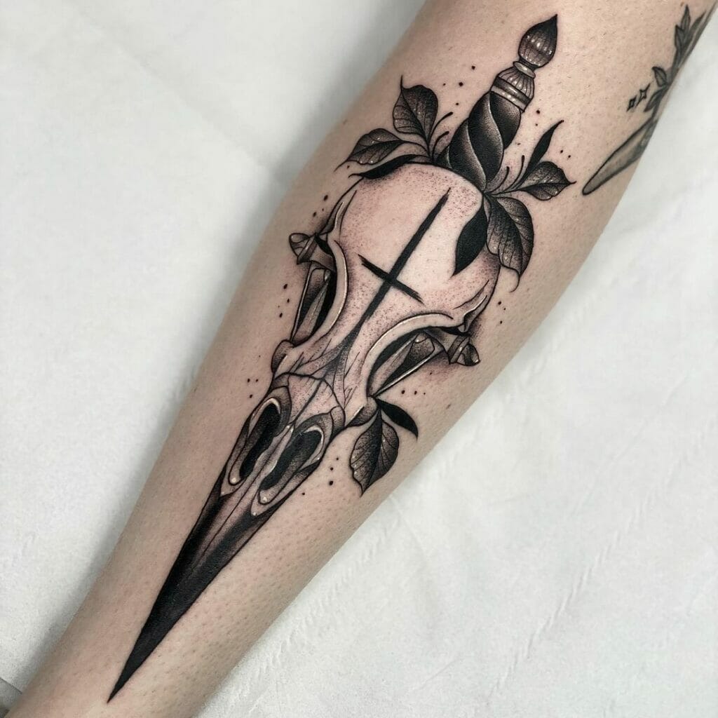 Classic Skull Raven Tattoo