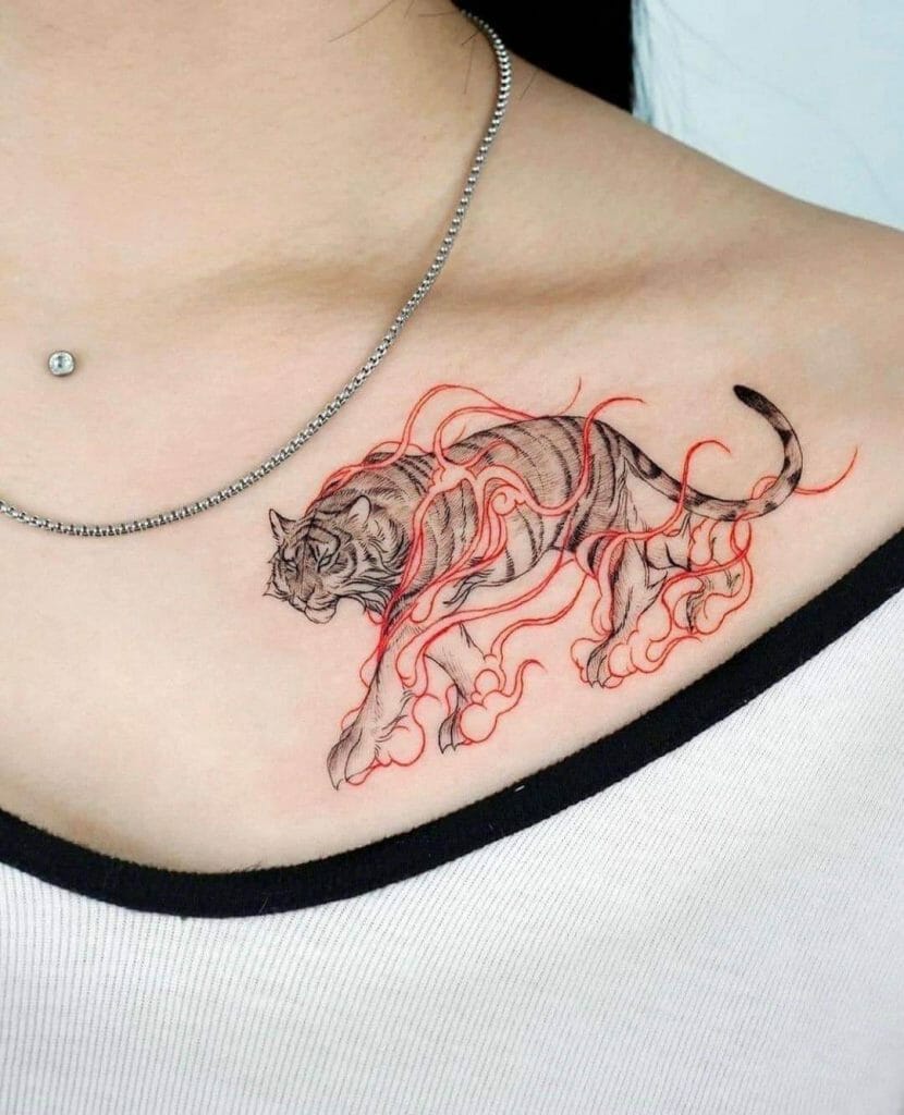 Classic Tiger Tattoo For Chest