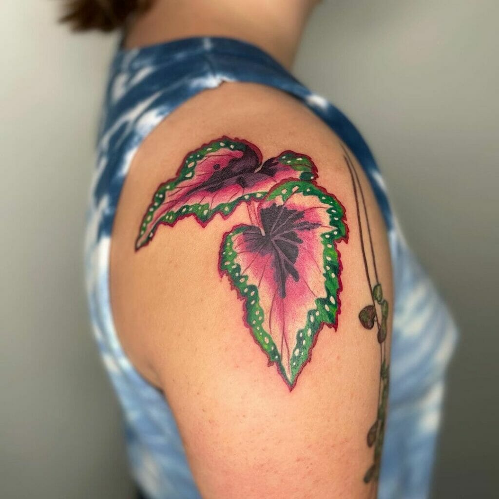 Colorful Begonia Leaf Tattoo