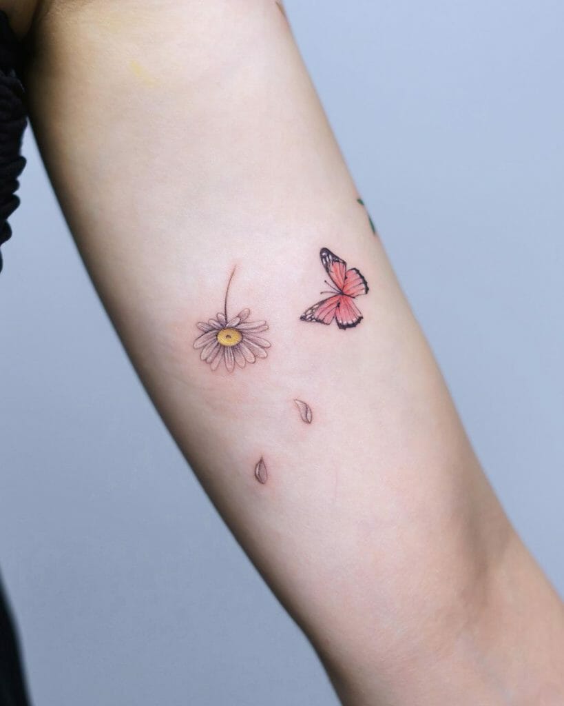 Colorful Daisy Flower Tattoo