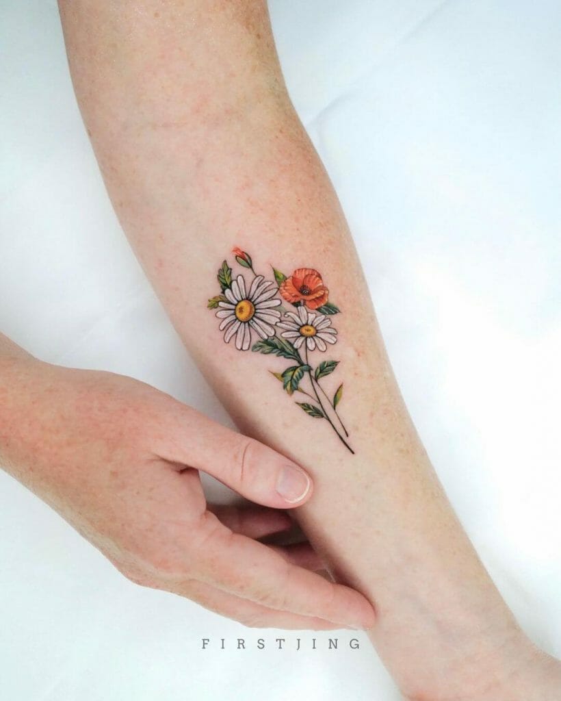 Colorful Daisy Wildflower Tattoo