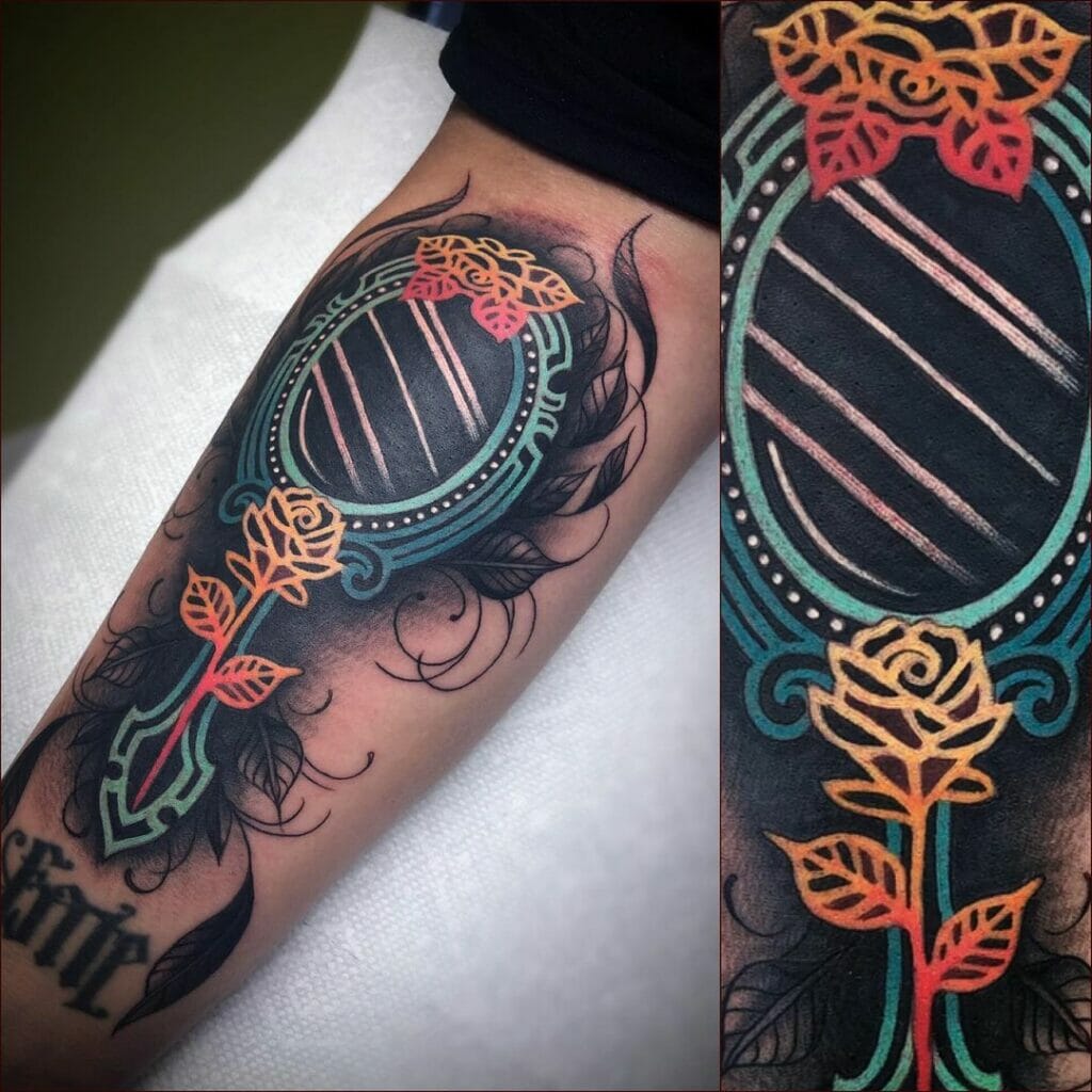 Colorful Hand Mirror Tattoo