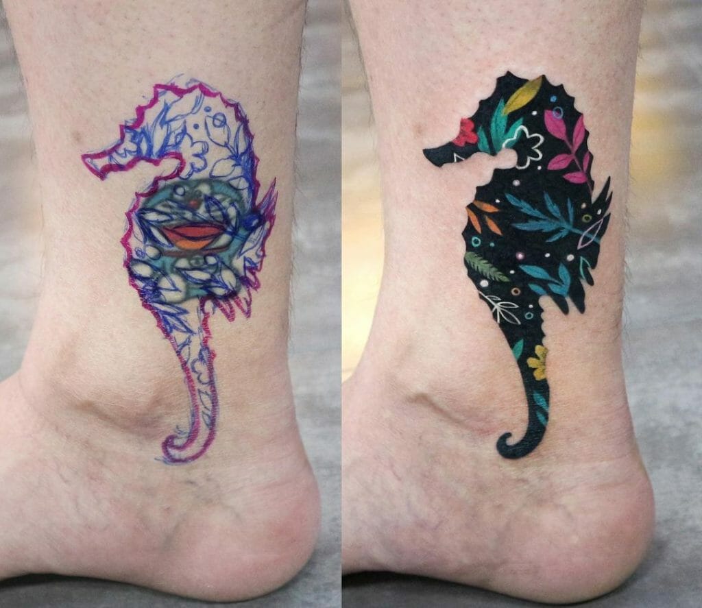 Colorful Small Seahorse Tattoo