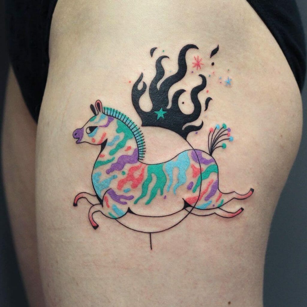 Colorful Zebra Tattoos
