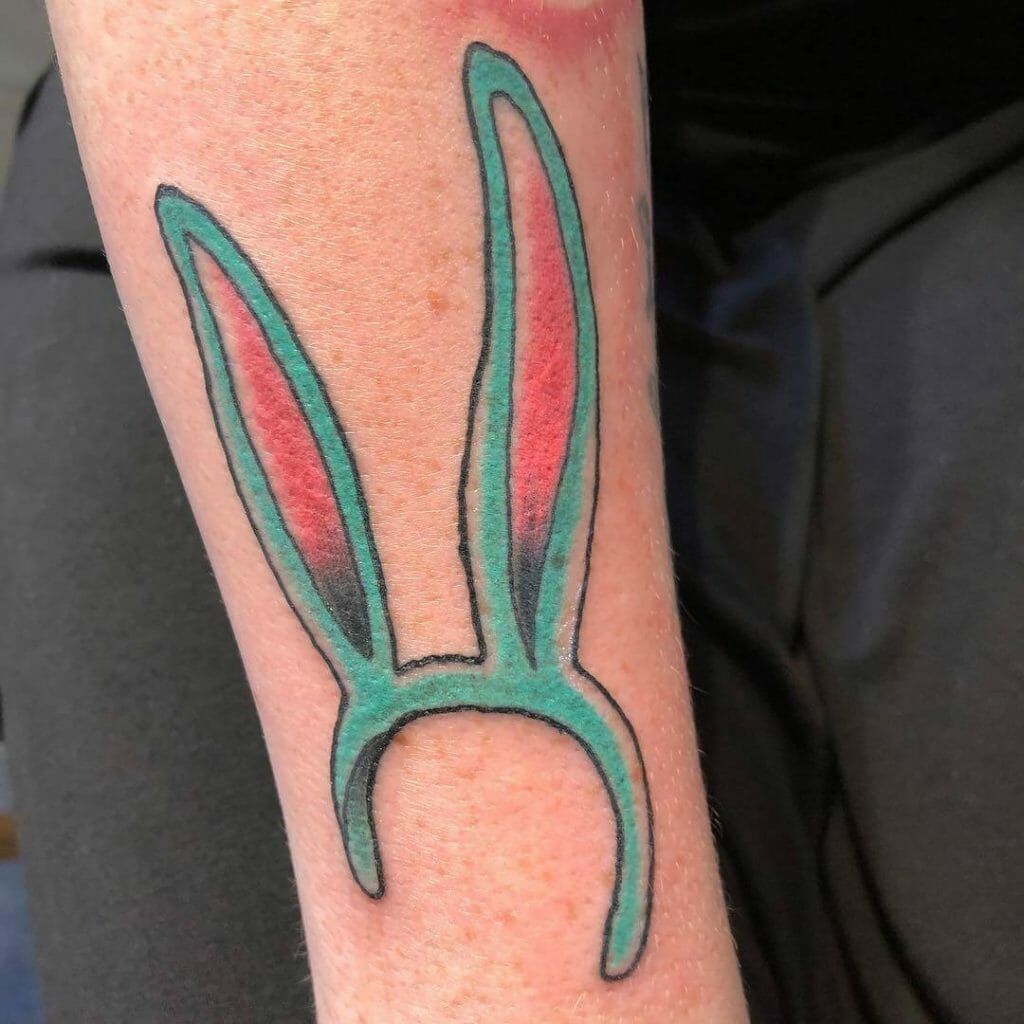 Colourful Long Bunny Ear Tattoo