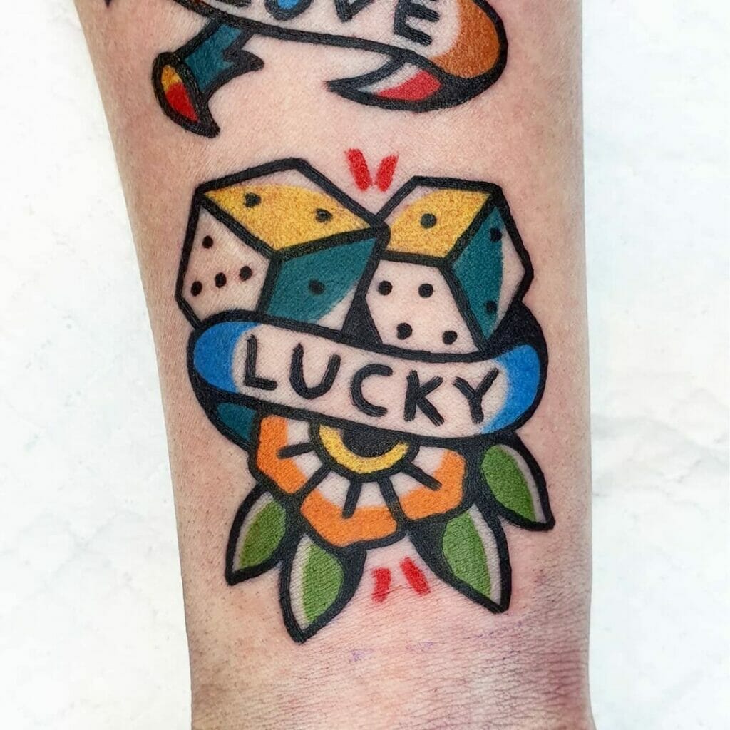 Colourful Lucky Dice Tattoo Icon