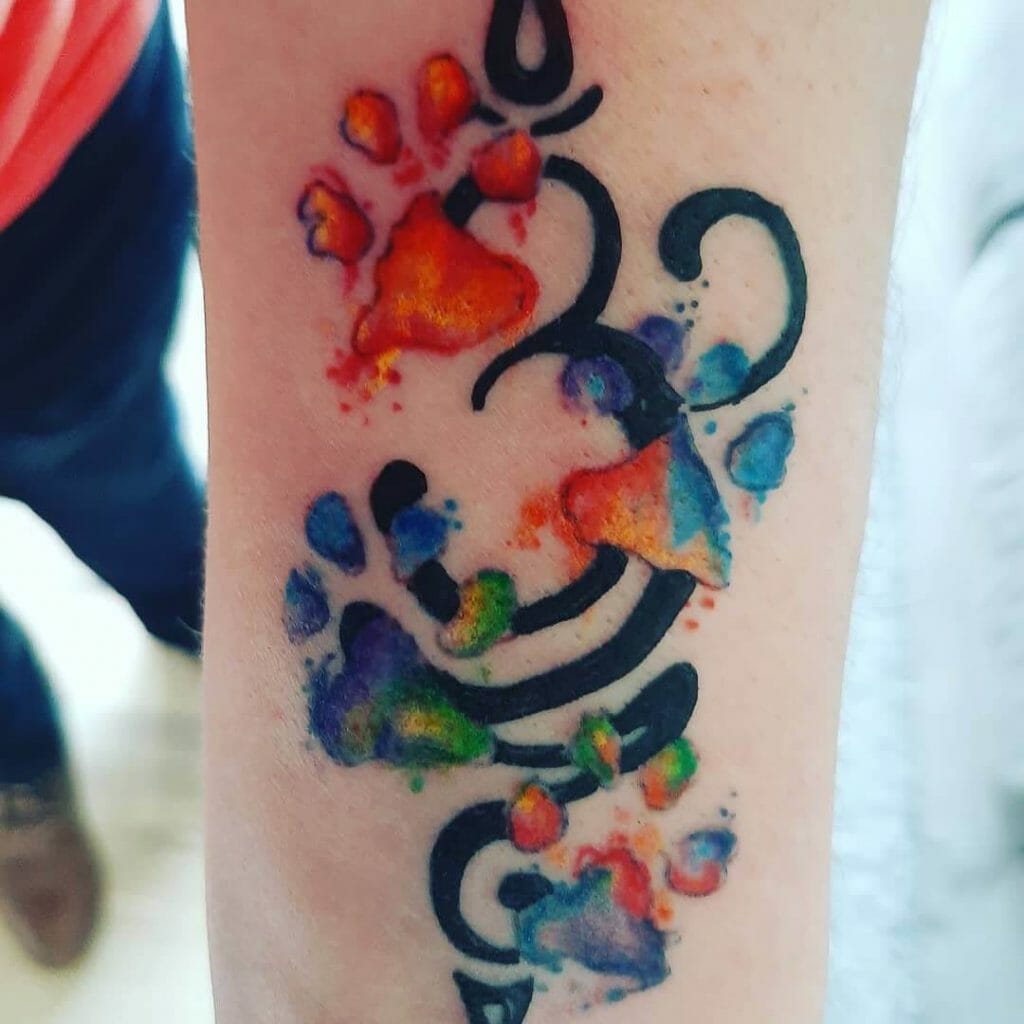 Colourful Memorial Tattoo With Ashes In The Ink