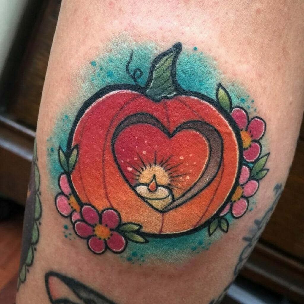 Colourful Pumpkin Tattoo
