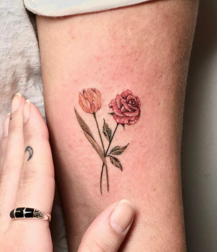 Colourful Rose Bud Tattoo Idaes