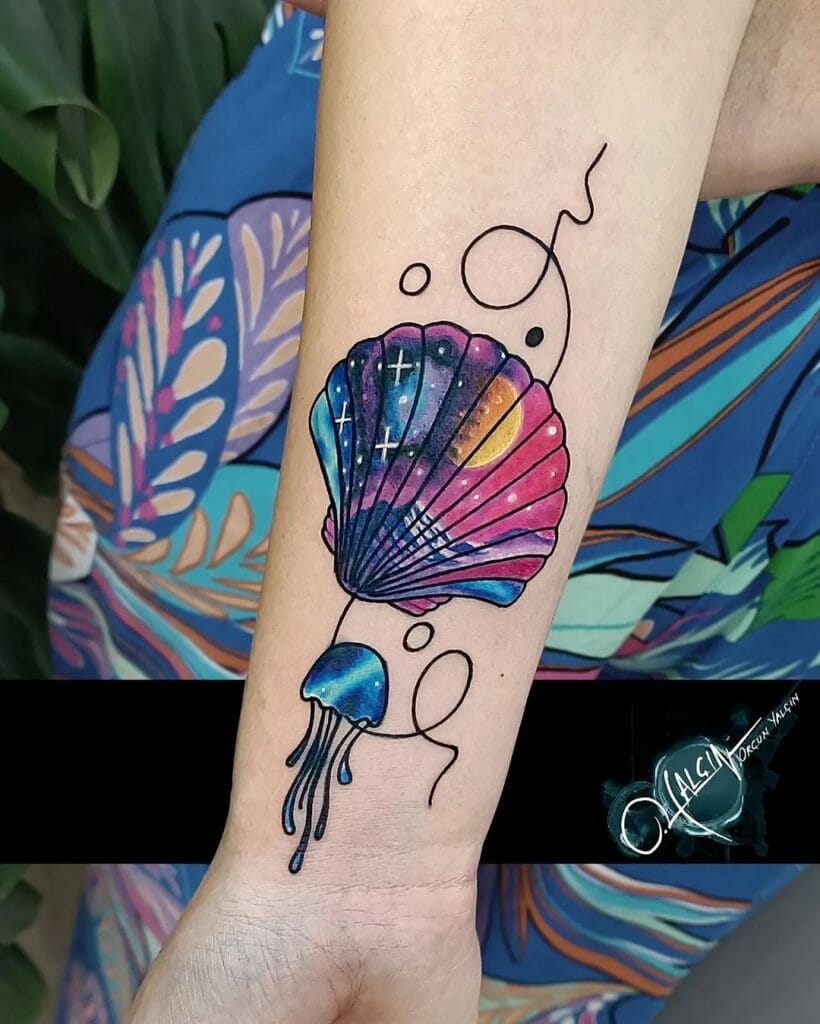 Colourful Seashell Tattoos Designs