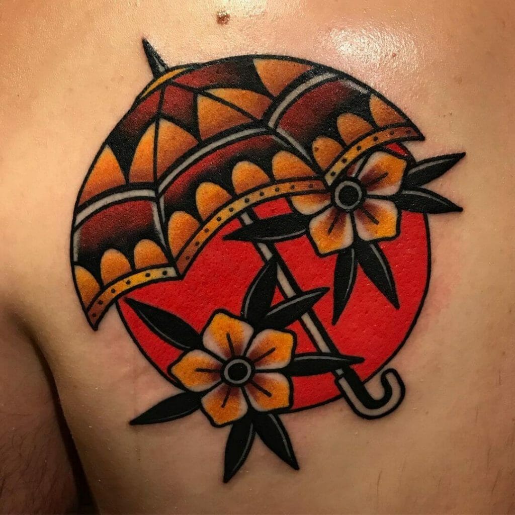 Colourful Umbrella Tattoo