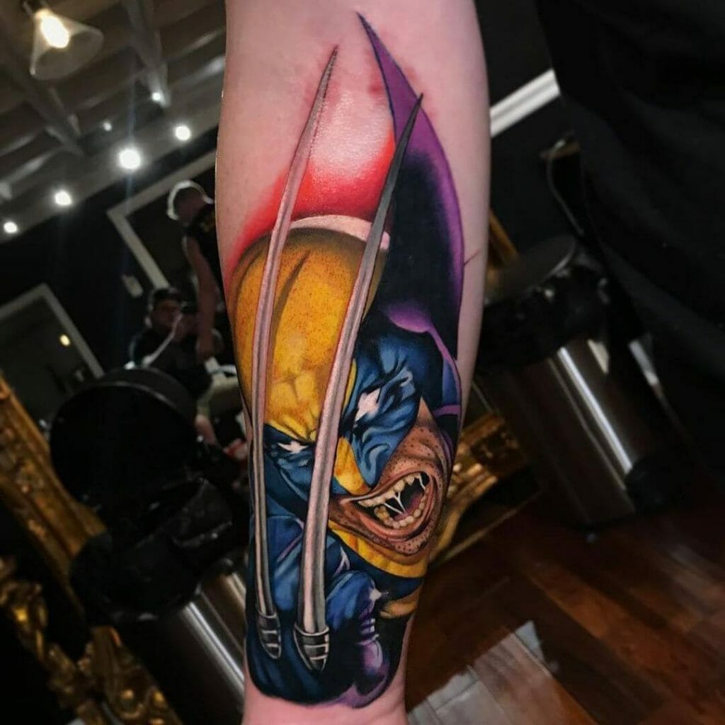 Colourful Wolverine Comic Tattoo