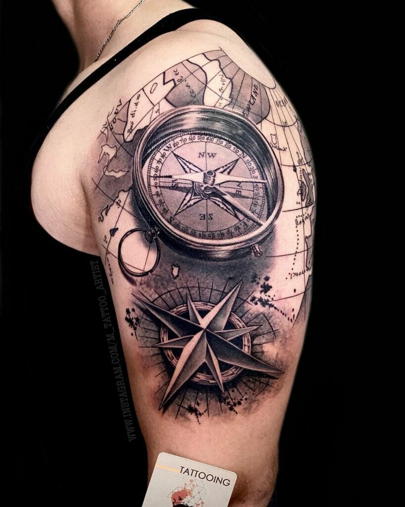 Compass And Map Tattoo Designs