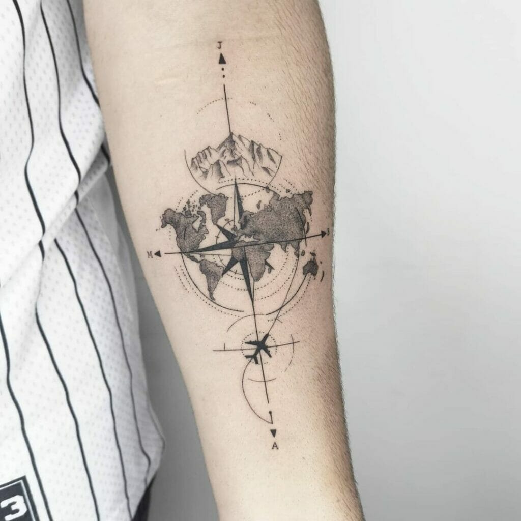 Compass And The World Travel Tattoo