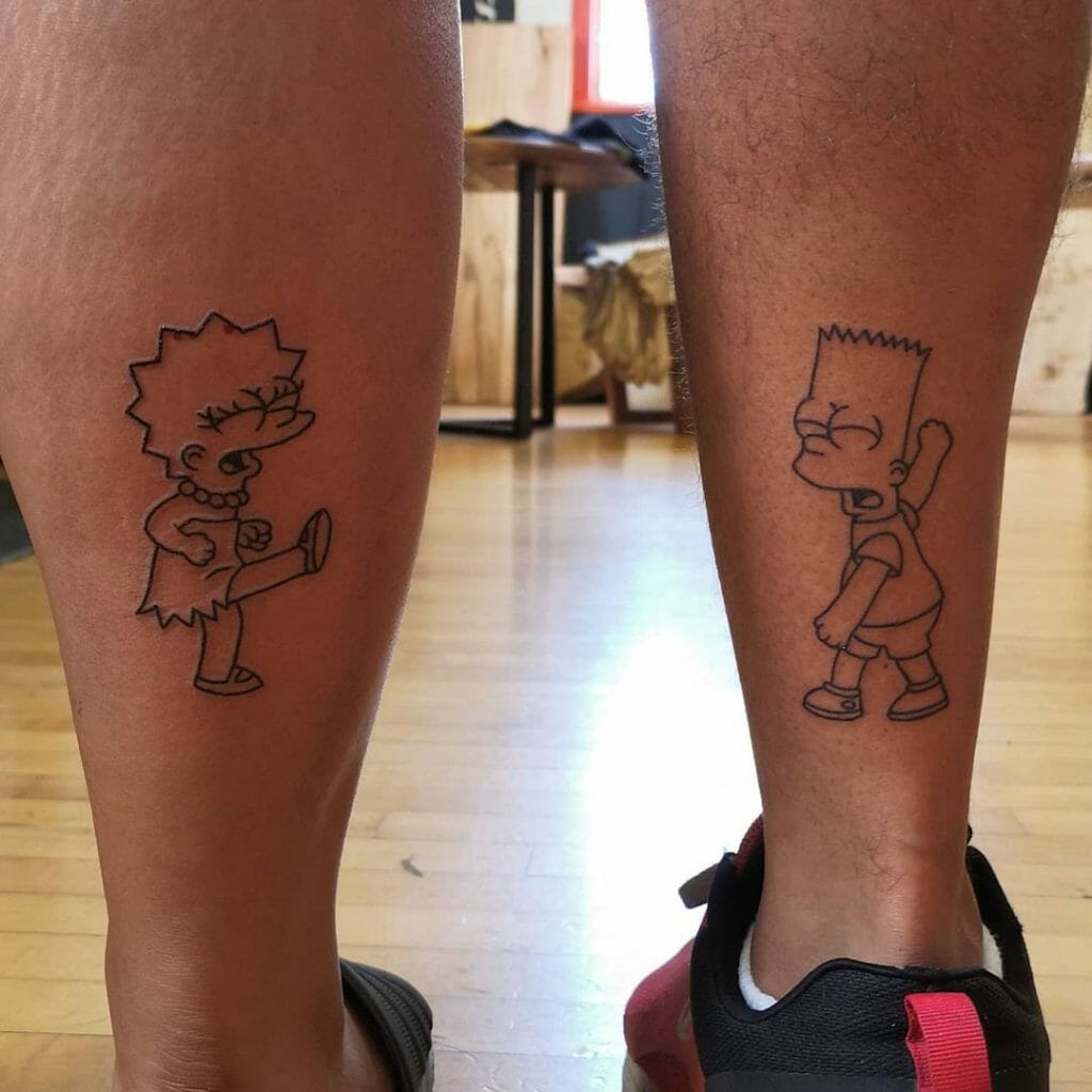 Complementary Bart And Lisa Simpson Tattoo