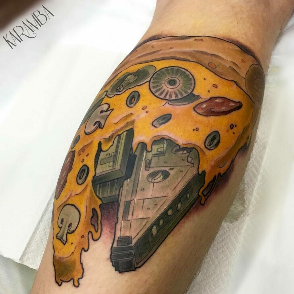 Cool Pizza Millennium Falcon Tattoo