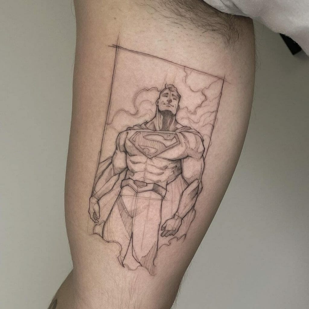 Cool Single Needle Superman Tattoo Designs
