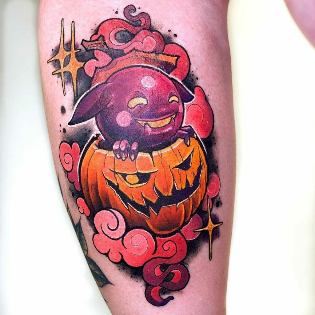Creative Halloween Pumpkin Tattoo