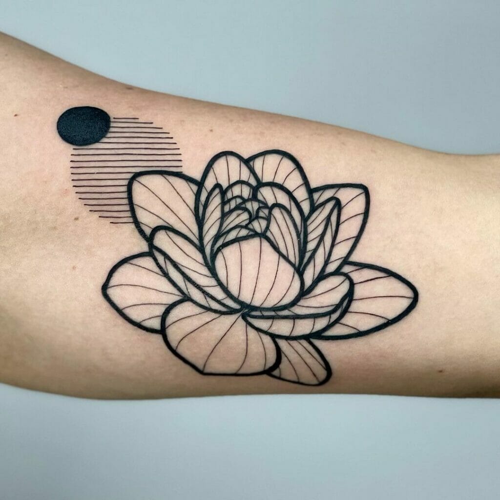 Crispy Geometric Lotus Flower Tattoo