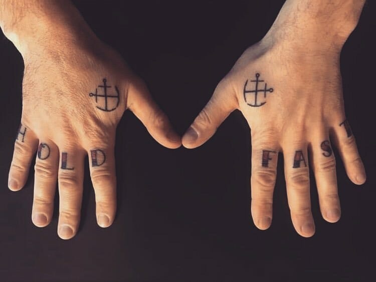 Crossed Anchor With Hold Fast Tattoo