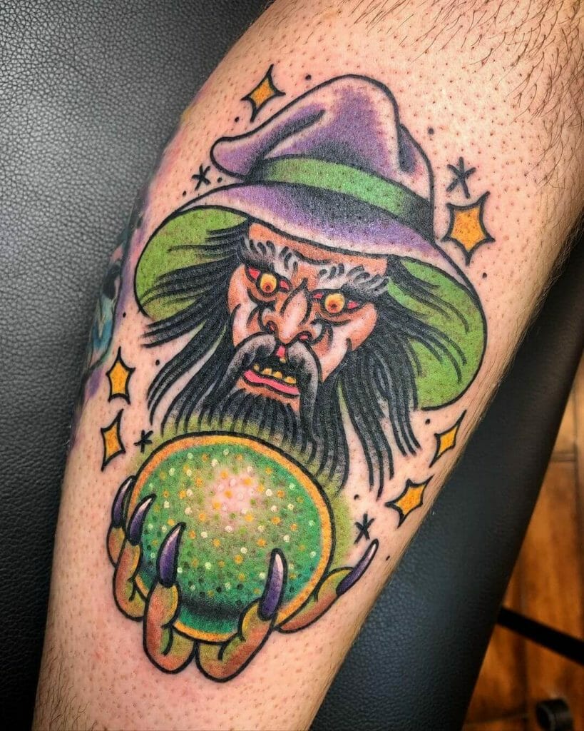 Crystal Ball And Wizard Tattoo