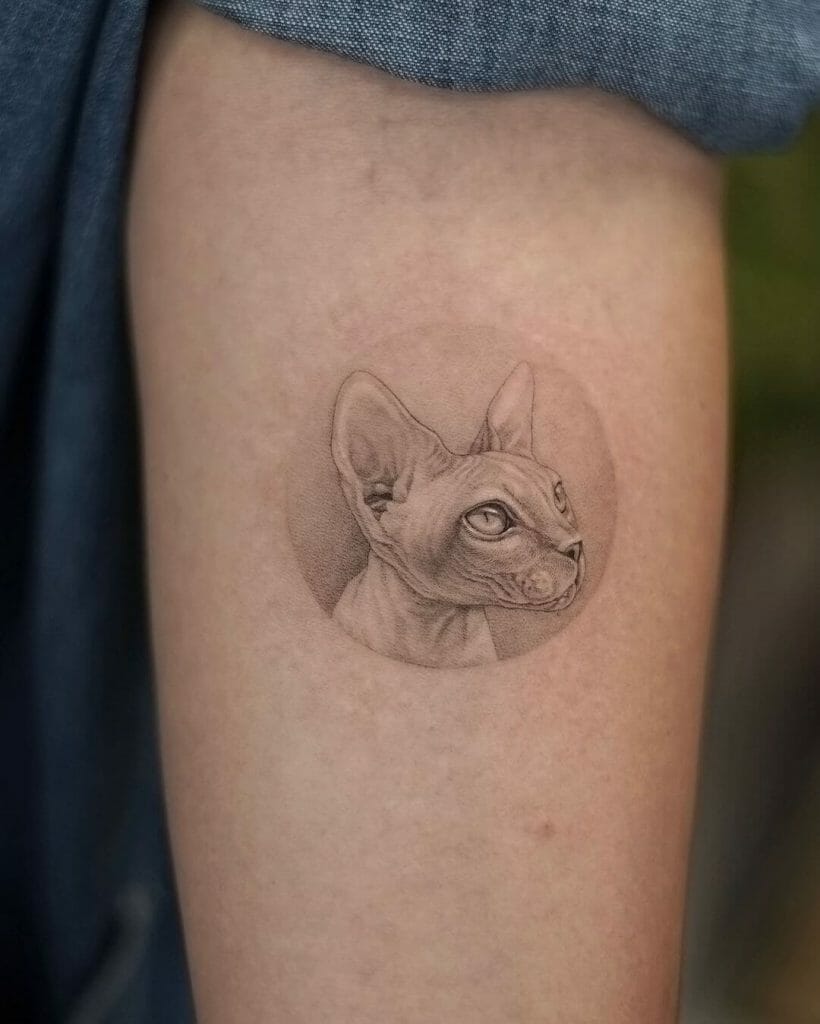 Curious Sphynx Cat Tattoo