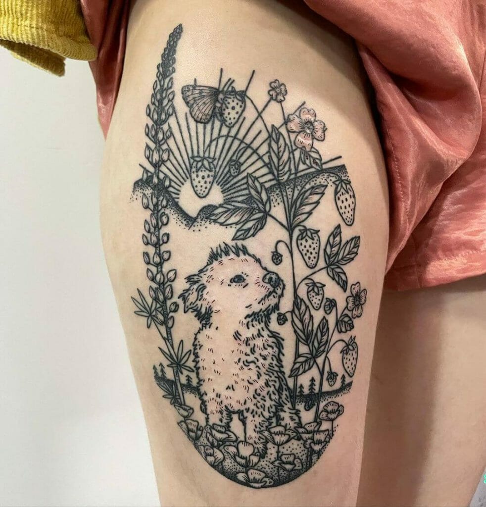 Customized Wildflower Tattoo With A Portrait