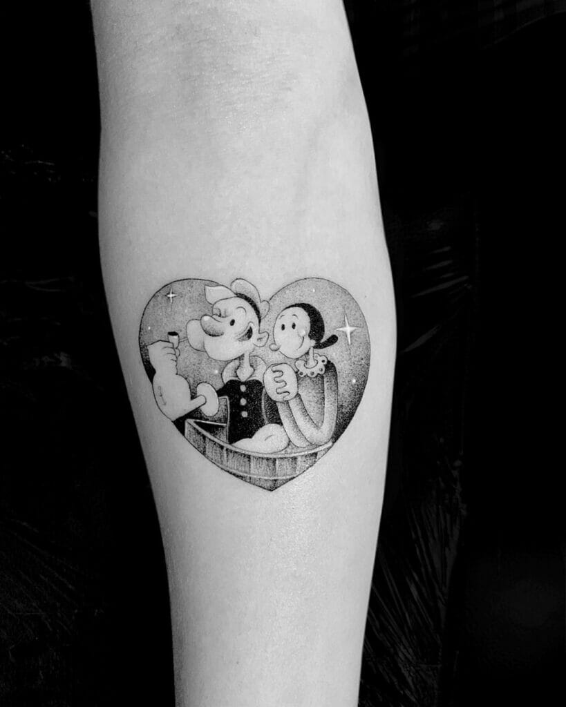Cute Black and White Popeye and Olive Oyl Piece